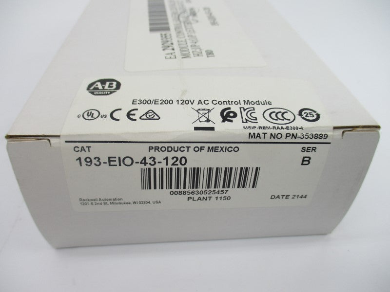 ALLEN BRADLEY 193-EIO-43-120 SER. B 120VAC NSFS