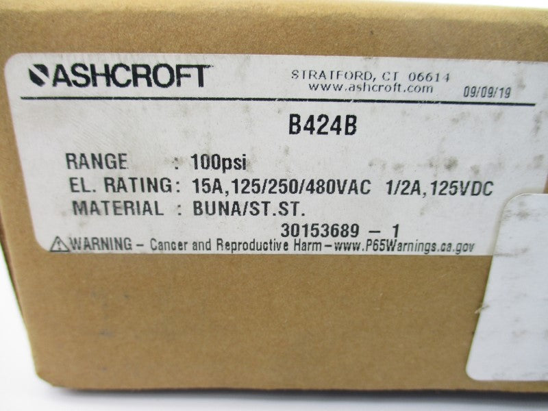 ASHCROFT B424B 480VAC 15A 100PSI NSMP