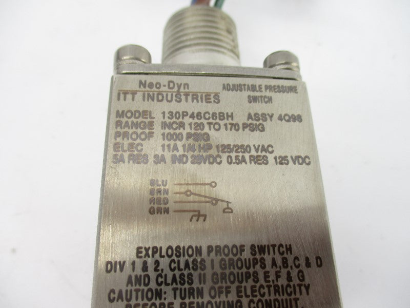 ITT 130P46C6BH 125/250VAC 5A 1000PSI NSNP