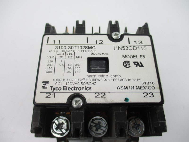 TYCO ELECTRONICS 3100-30T1028MC 120VAC 50A NSNP
