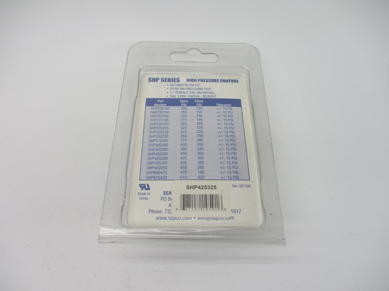 SUPCO SHP425325 120/240VAC 420PSI NSMP