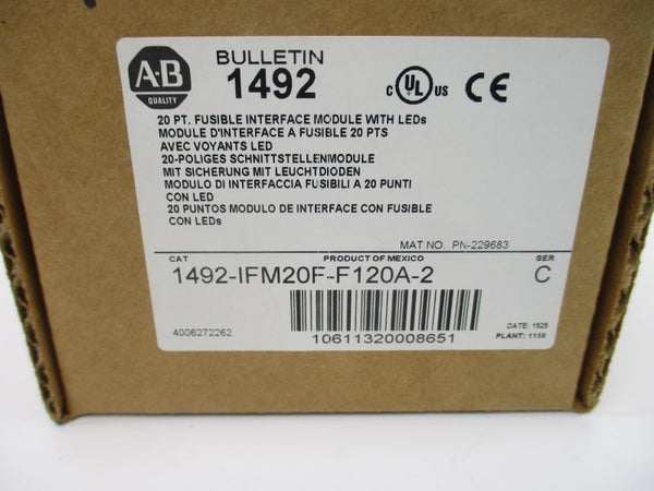 ALLEN BRADLEY 1492-IFM20F-F120A-2 SER. C 85-132VAC/DC (BR/WH) NSMP