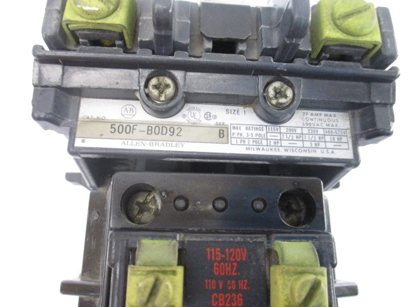 ALLEN BRADLEY 500F-BOD92 SER. B 110/115-120V 27A NSNP