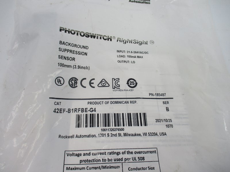 ALLEN BRADLEY 42EF-B1RFBE-G4 SER. B 21.6-264VAC/DC NSMP