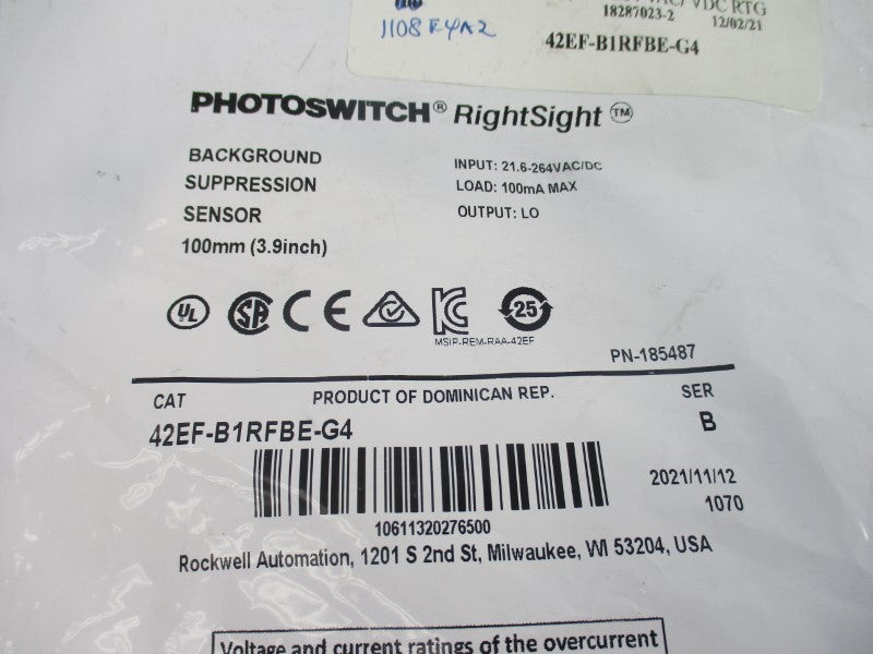 ALLEN BRADLEY 42EF-B1RFBE-G4 SER. B 21.6-264VAC/DC NSMP