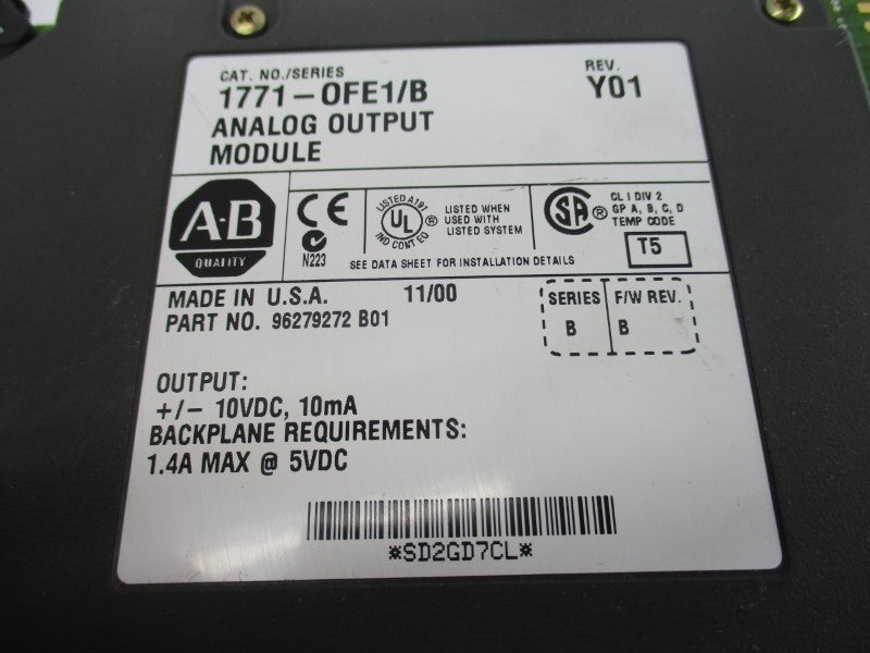 ALLEN BRADLEY 1771-OFE1 SER. B F/W B REV. Y01 UNMP