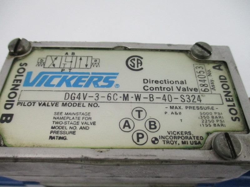 VICKERS DG4V36CMWB40S324 684053 110/115-120V .54/.64A 5000PSI UNMP