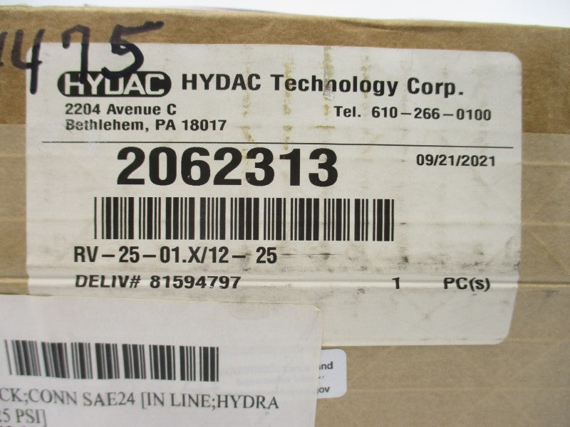 HYDAC 2062313 RV-25-01.X/12-25 NSFS