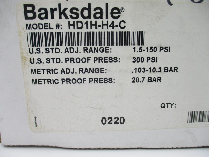 BARKSDALE HD1H-H4-C 250V 5A 1.5-150PSI NSMP
