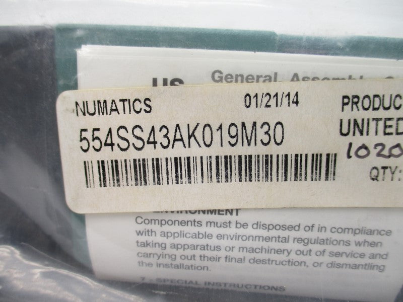 NUMATICS 554SS43AK019M30 110-120V .30A 150SPSI NSMP