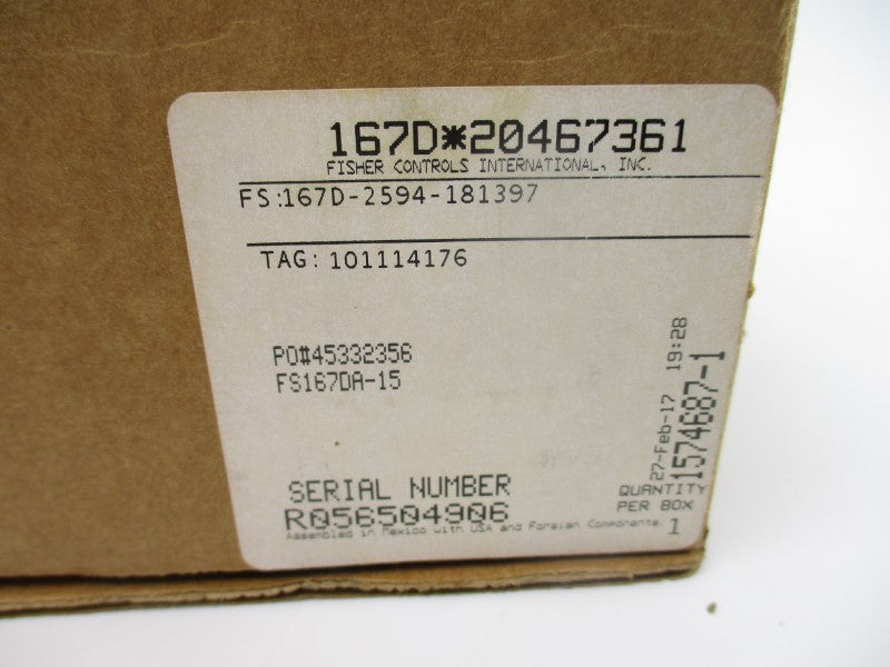 FISHER 167D-2594-181397 167DA-15 14-20PSI NSMP