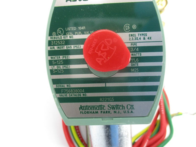 ASCO 8221G5 24VDC 5-125PSI 3/4" NSNP