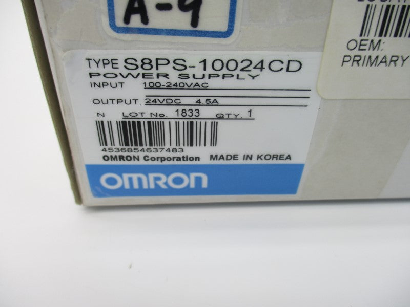 OMRON S8PS-10024CD 100-240VAC 4.5A NSMP