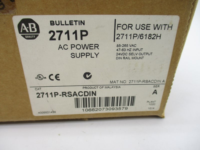 ALLEN BRADLEY 2711P-RSACDIN SER. A 120/230VAC 1.7/1.1A REV. A NSMP