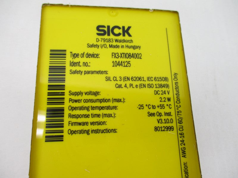 SICK FX3-XTI084002 1044125 F/W V3.10.0 24VDC NSFS