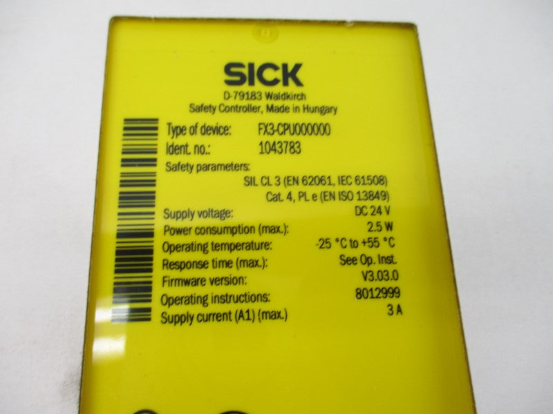 SICK FX3-CPU000000 1043783 F/W V3.03.0 24VDC 3A NSFS