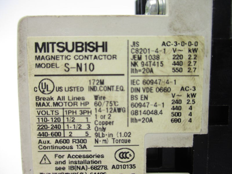 MITSUBISHI S-N10 200-220V 13A NSNP