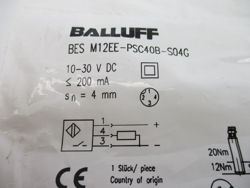 BALLUFF BESM12EE-PSC40B-S04G 10-30VDC NSMP