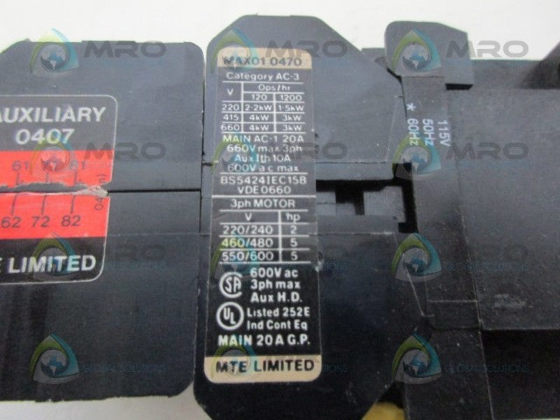 MTE MAX01-0470 W/ 0407 CONTACTOR UNMP