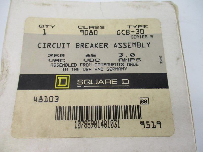 SQUARE D 9080GCB-30 SER. B 250VAC 3A NSMP