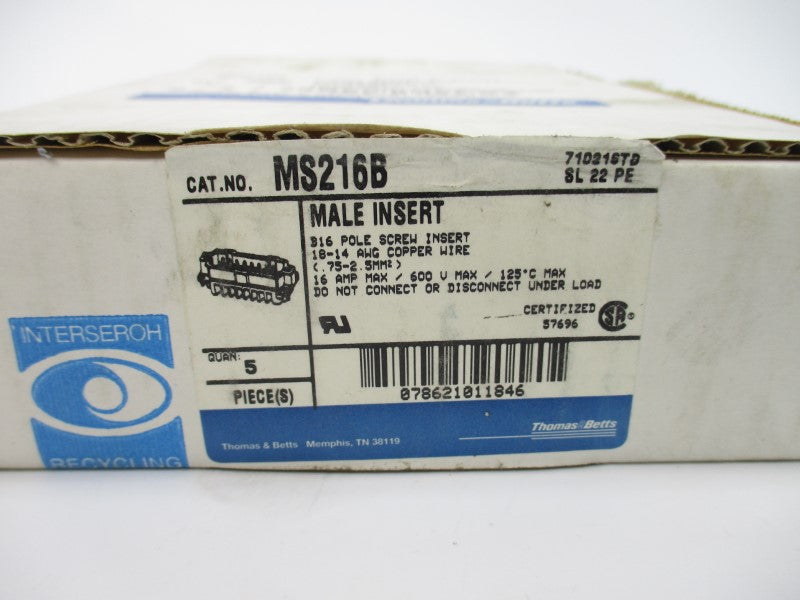 THOMAS & BETTS MS216B 600V 16A (PKG OF 5) NSMP