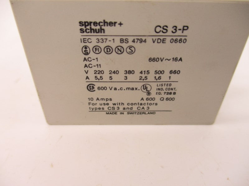 SPRECHER+SCHUH CS3-P 600VAC 10A NSNP