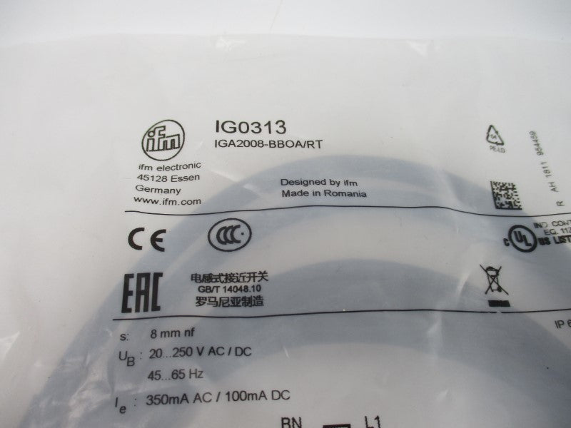 IFM EFECTOR IG0313 IGA2008-BBOA/RT 20-250VAC/DC NSMP