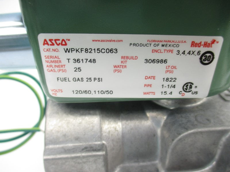 ASCO WPKF8215C063 110/120V 25PSI 1-1/4" NSNP