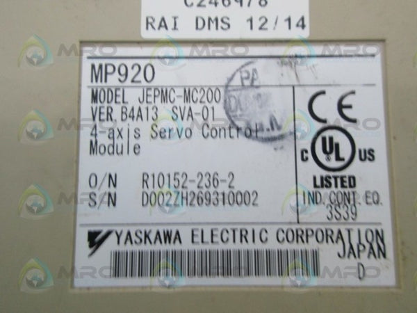 YASKAWA JEPMC-MC200 CONTROL MODULE UNMP