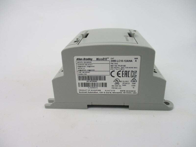ALLEN BRADLEY 2080-LC10-12AWA SER. A F/W 7.012 100-240VAC NSMP
