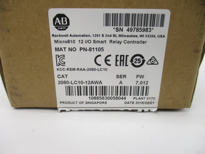 ALLEN BRADLEY 2080-LC10-12AWA SER. A F/W 7.012 100-240VAC NSMP