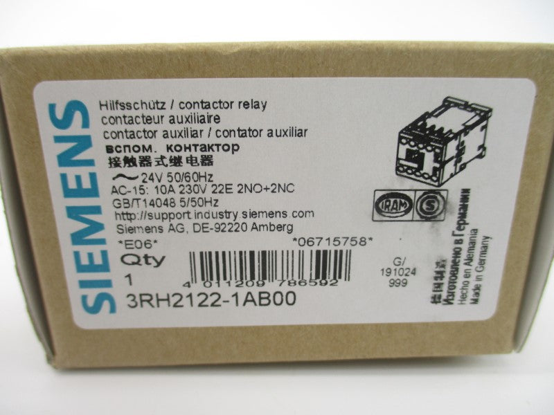 SIEMENS 3RH2122-1AB00 24V 10A NSMP