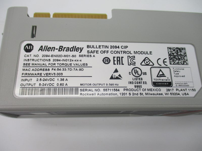 ALLEN BRADLEY 2094-EN02D-M01-S0 SER. A F/W V3.003 2.5-24VDC 1.36A NSNP