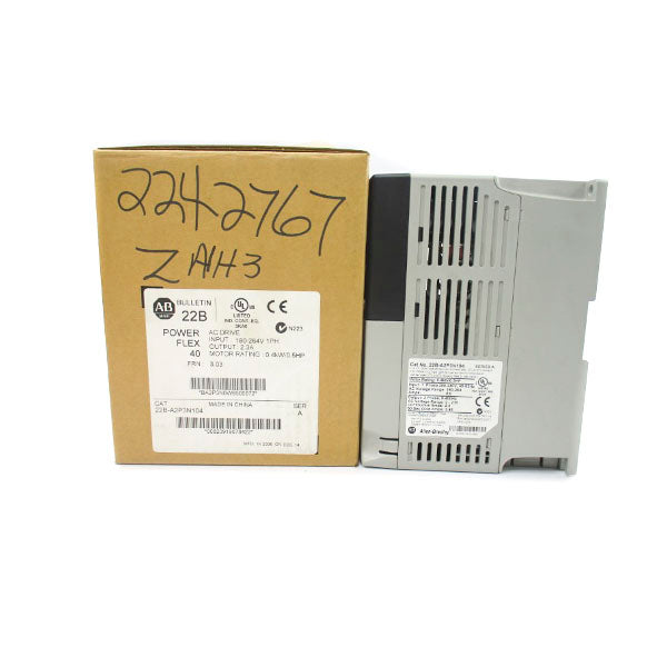 ALLEN BRADLEY 22B-A2P3N104 SER. A B F/W 3.03 180-264V 6.0A NSMP