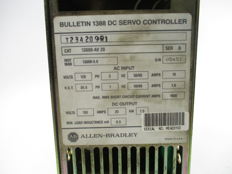 ALLEN BRADLEY 1388B-AV20 SER. B 120V 10A UNMP