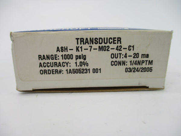 ASHCROFT ASH-K1-7-M02-42-C1 10-30VDC 1000PSI NSMP