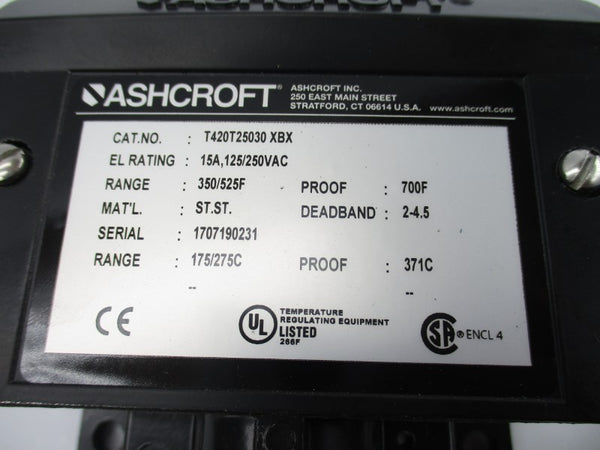 ASHCROFT T420T25030XBX 250VAC 15A 350/525'F NSNP
