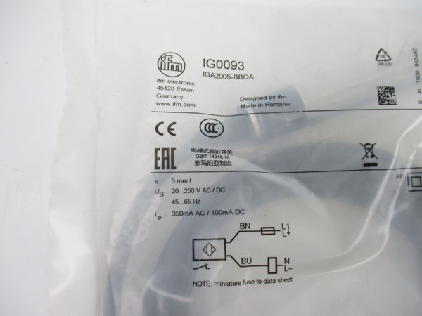 IFM EFECTOR IG0093 IGA2005-BBOA 20-250VAC/DC NSMP