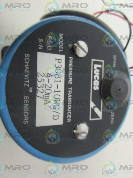 LURAS P3081-10WG/D PRESSURE TRANSDUCER UNMP