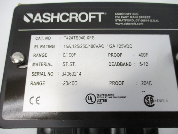 ASHCROFT T424TS040XFS 480VAC 15A 0/100'F NSNP