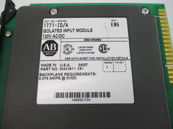 ALLEN BRADLEY 1771-ID SER. A 120VAC/DC REV. E06 NSNP