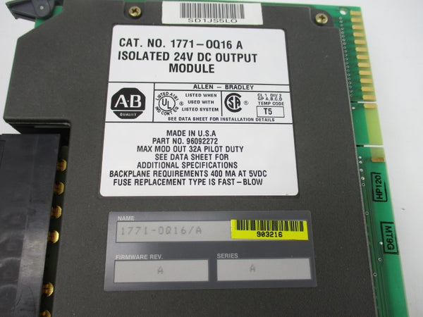 ALLEN BRADLEY 1771-OQ16 SER. A 24VDC UNMP