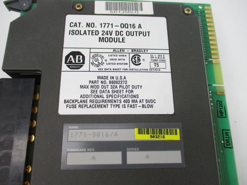ALLEN BRADLEY 1771-OQ16 SER. A 24VDC UNMP