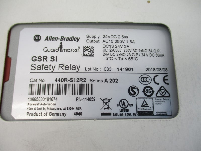ALLEN BRADLEY 440R-S12R2 SER. A202 24VDC 2A (WH) NSMP