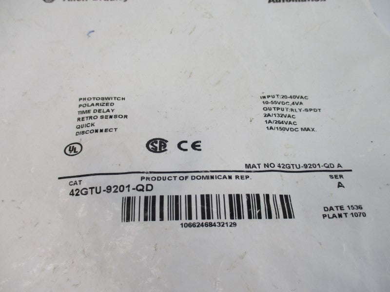 ALLEN BRADLEY 42GTU-9201-QD SER. A 20-40VAC NSMP