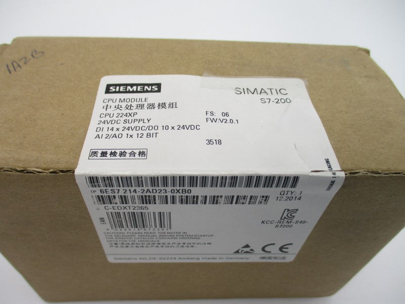 SIEMENS 6ES7214-2AD23-0XB0 24VDC NSFS