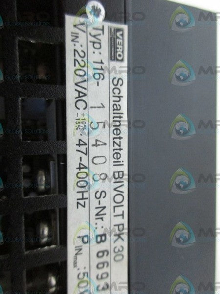 VERO 116-15408 POWER SUPPLY UNMP