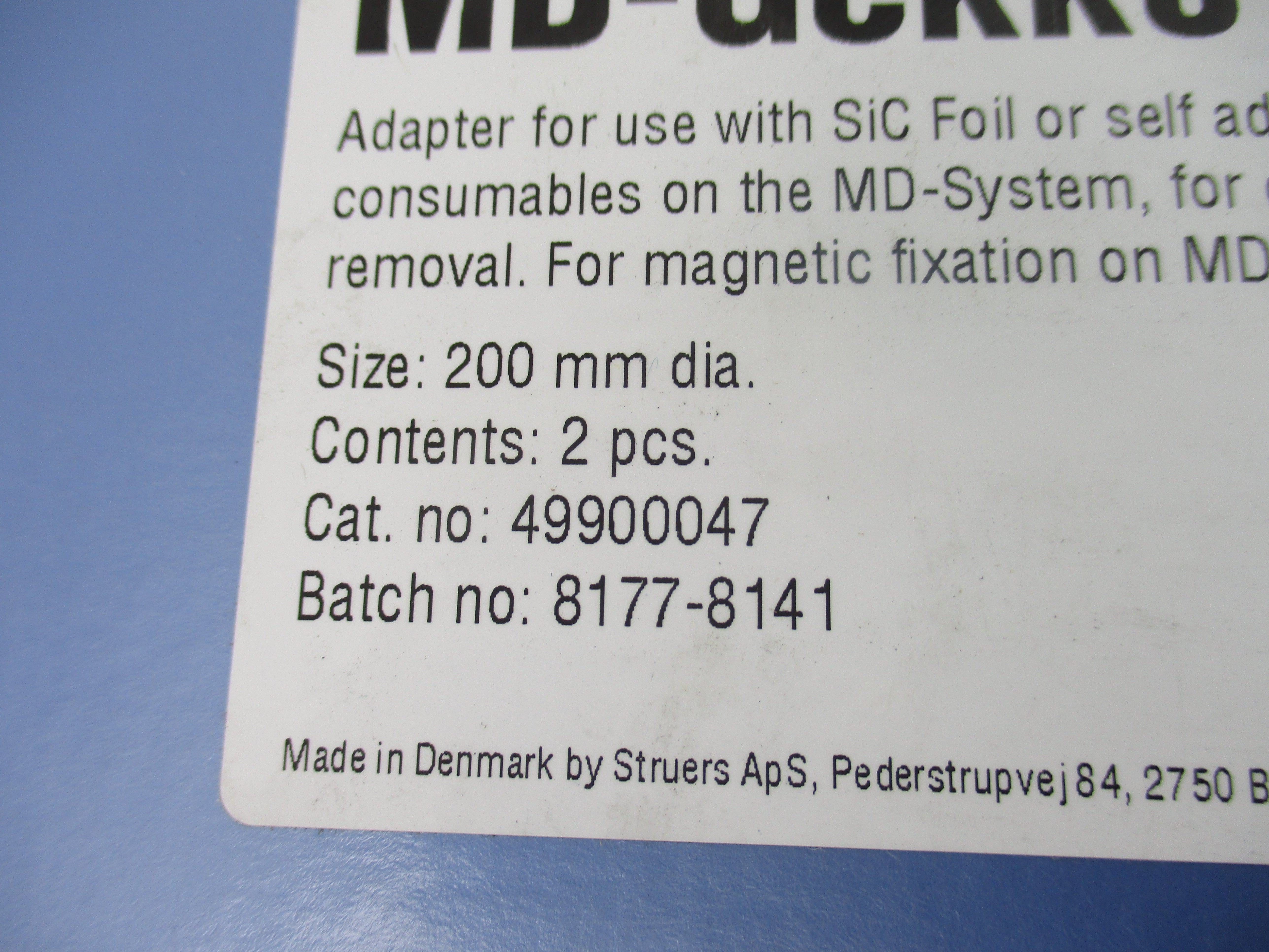 STRUERS 49900047 200MM (PKG OF 2) NSFS