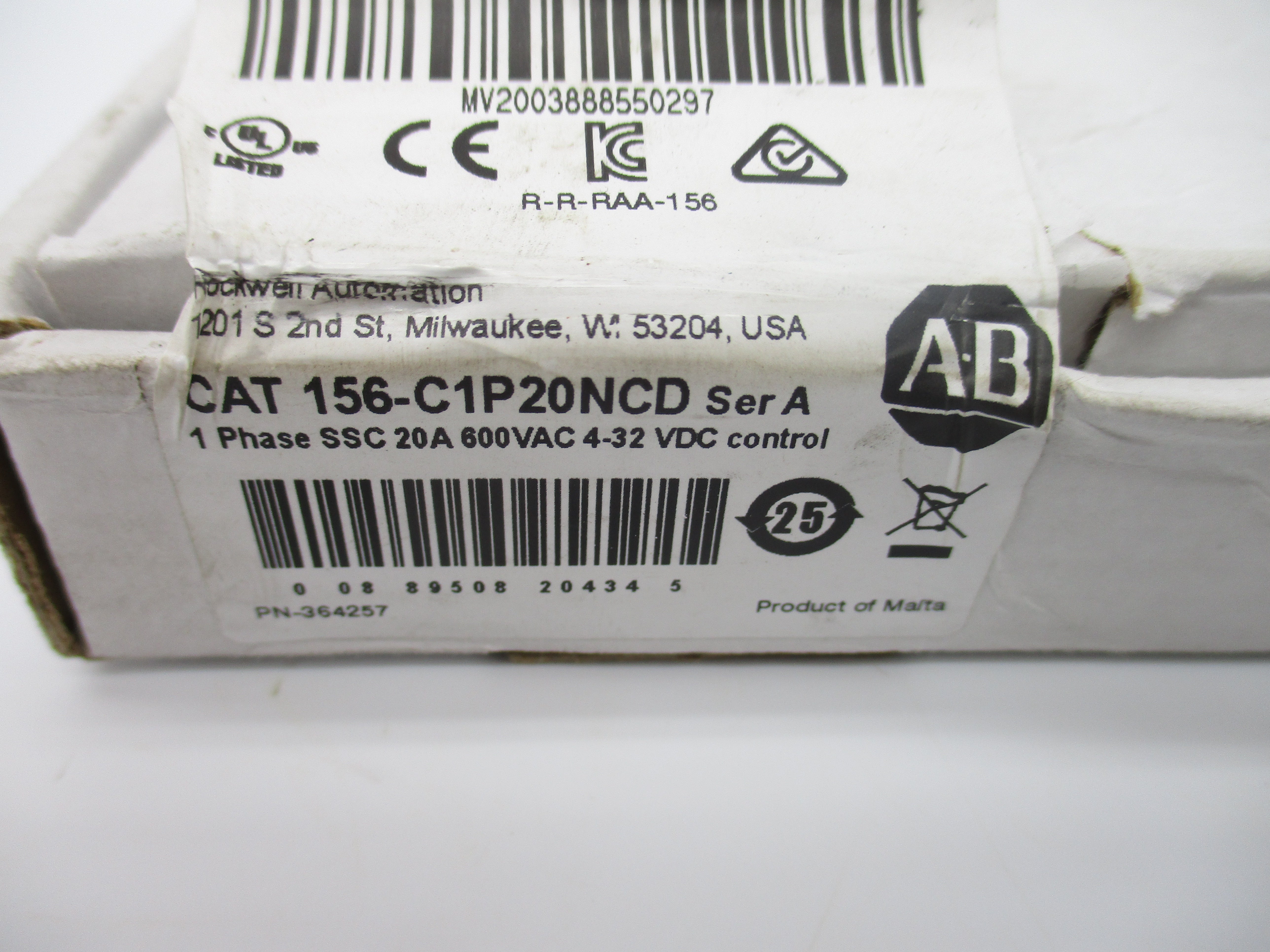 ALLEN BRADLEY 156-C1P20NCD SER. A 42-600VAC 20A (WH) NSMP