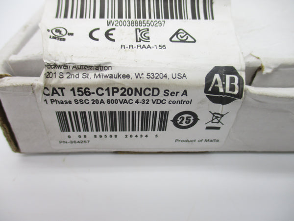 ALLEN BRADLEY 156-C1P20NCD SER. A 42-600VAC 20A (WH) NSMP